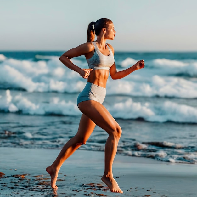 La femme en forme mesurant la forme parfaite d'une belle silhouette