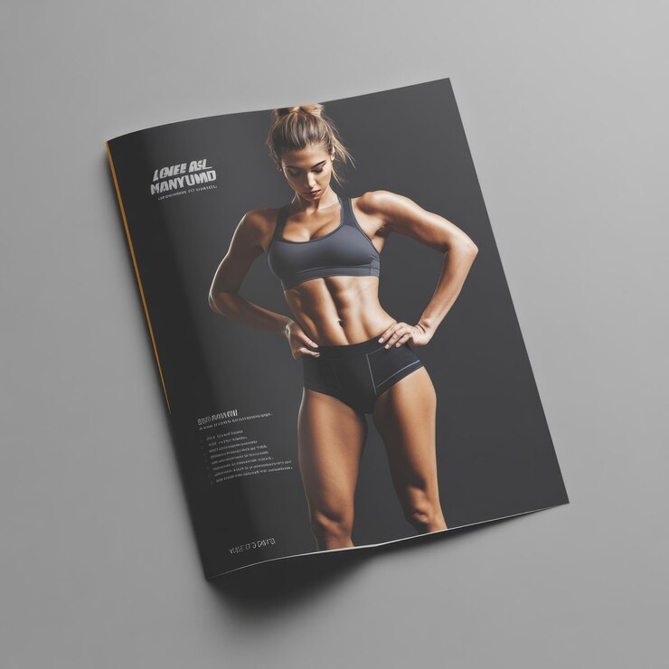 Photo une femme en forme en vêtements de sport noirs se tient dans une mise en page de magazine