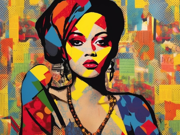 une femme avec un foulard coloré et un foulart coloré