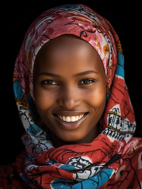 Une femme avec un foulard qui dit le mot la laon