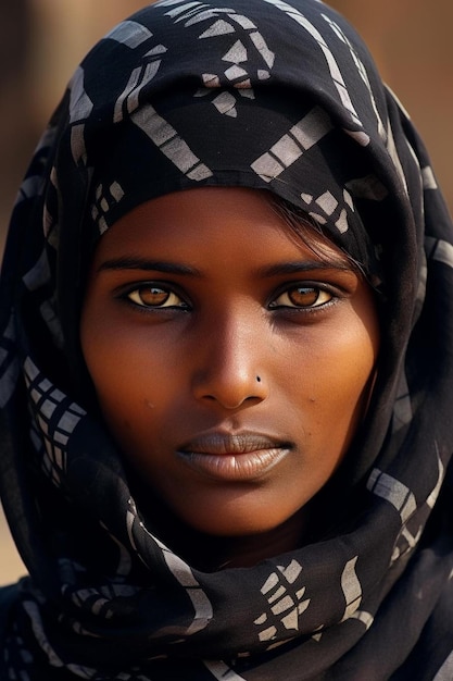 Photo une femme avec un foulard qui dit nomade sur lui