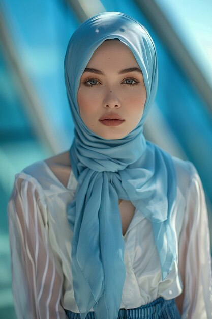 une femme avec un foulard qui dit non