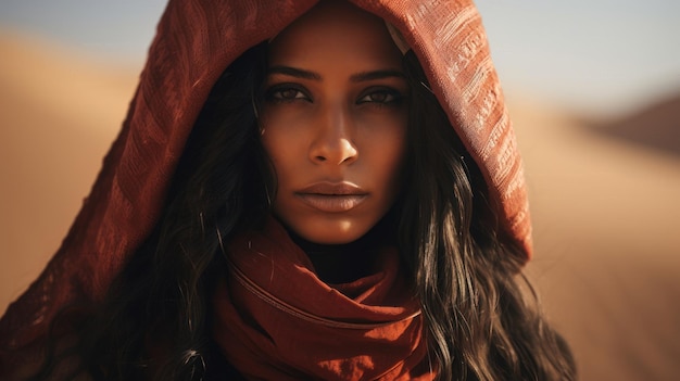 Photo une femme avec un foulard rouge sur la tête