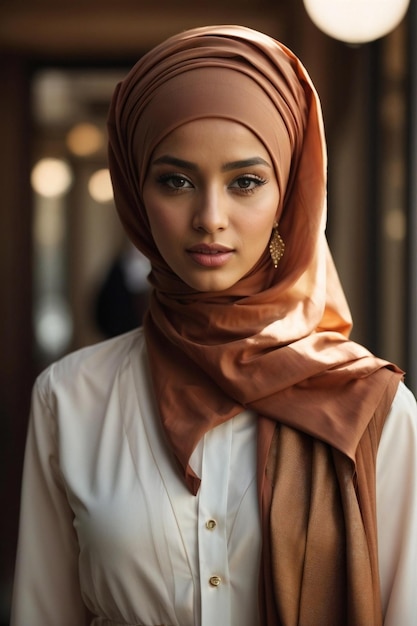 une femme avec un foulard sur la tête