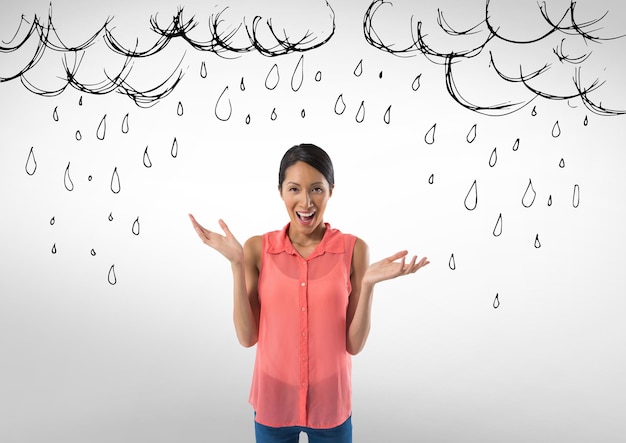 Femme frustrée sous la pluie