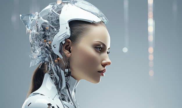 Une femme futuriste avec un casque de science-fiction