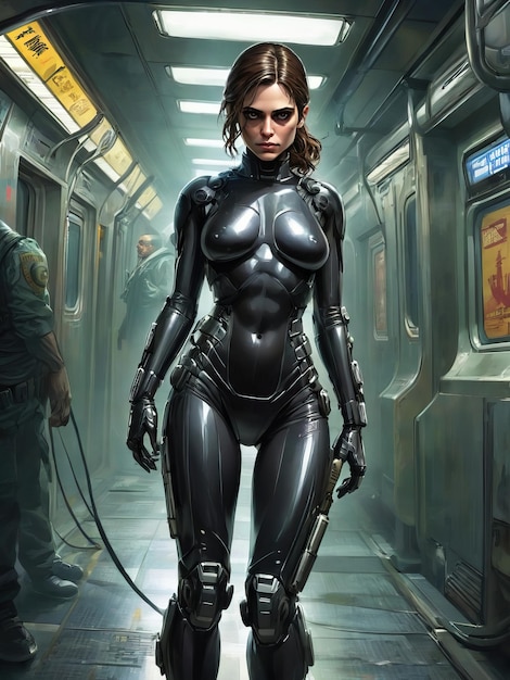 Femme futuriste dans un costume futuriste généré par l'IA
