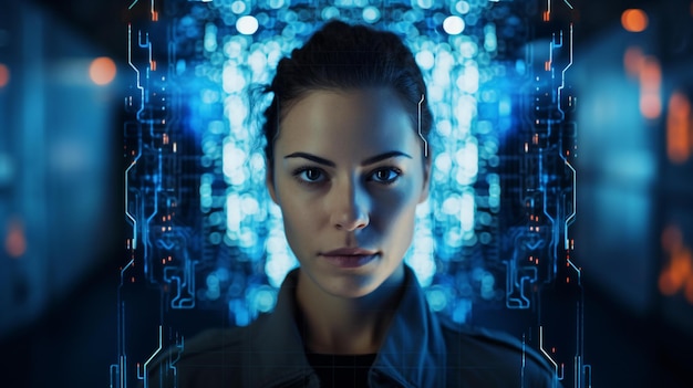 Une femme futuriste dans un film de science-fiction