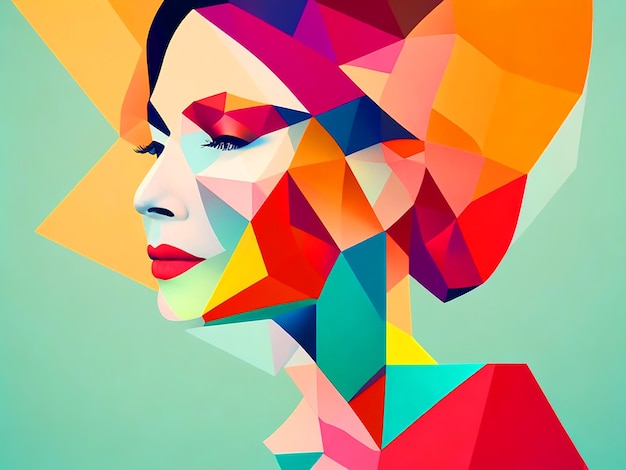 femme géométrique abstraite image artistique colorée minimale téléchargement