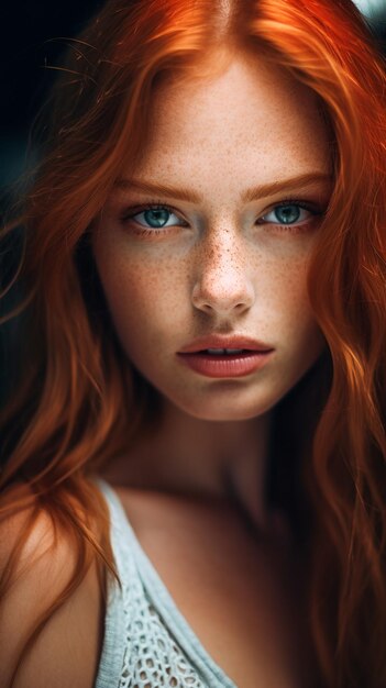 Photo une femme gracieuse avec des taches de rousseur