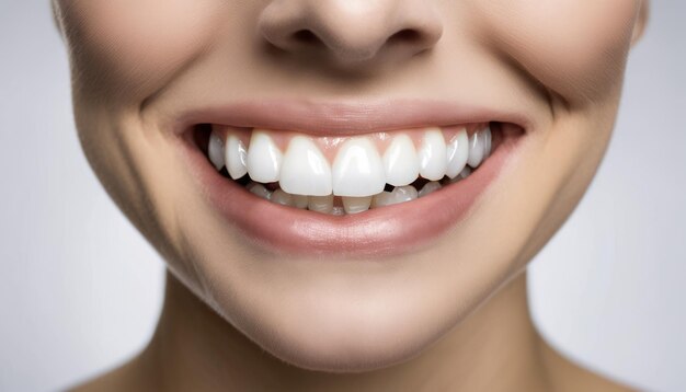 Une femme avec un grand sourire et des dents blanches