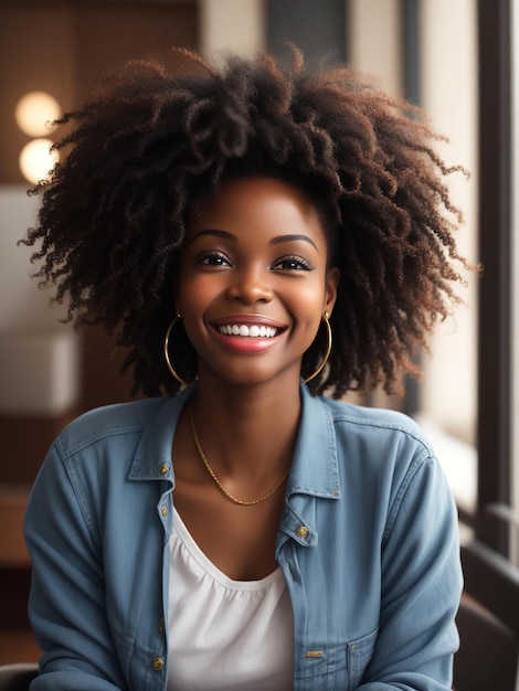 Une femme avec un grand sourire et un sourire