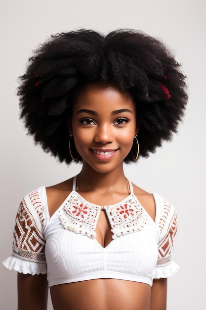 Une femme avec une grande coiffure afro