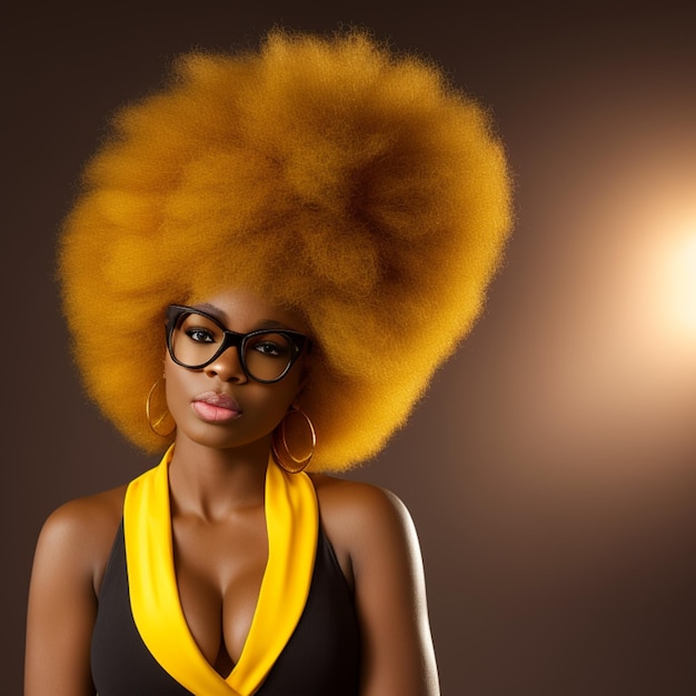 Une femme avec une grande coiffure orange