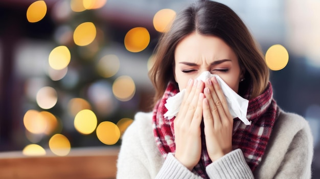 Femme avec la grippe générée par l'IA