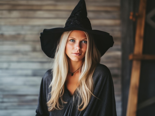 Femme habillée en sorcière pour Halloween