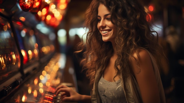 Femme heureuse au casino