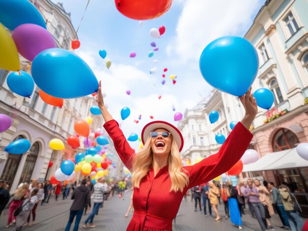 Femme heureuse célébrant une belle vie