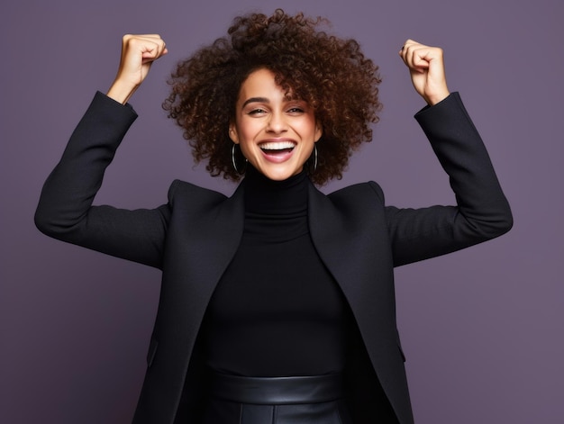 Photo femme heureuse célébrant sur un fond solide