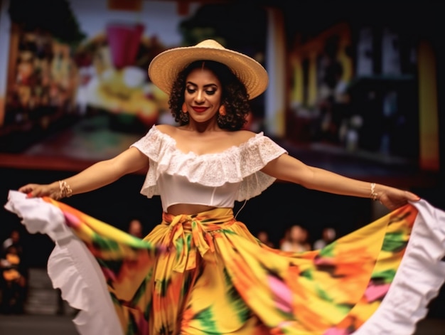 Une femme heureuse danse la cumbia