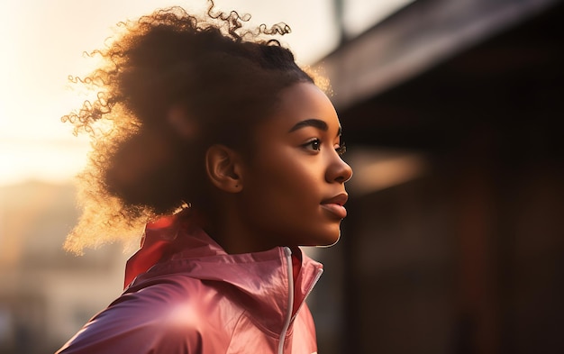 Femme heureuse faisant de l'exercice physique le matin