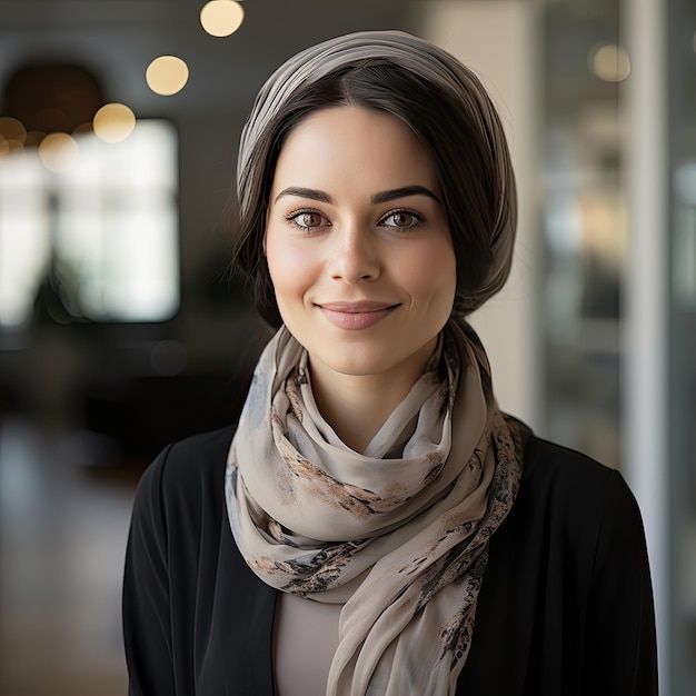 Femme heureuse avec un look à la mode et un sourire chaleureux