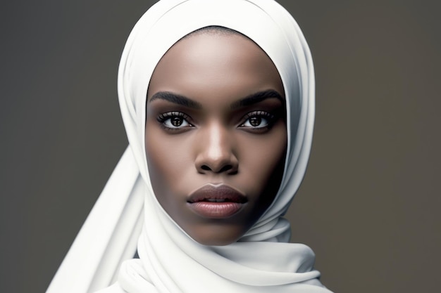 Une femme avec un hijab blanc sur la tête