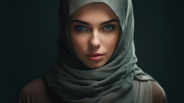 Une femme avec un hijab gris