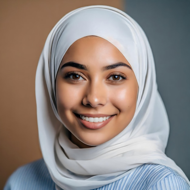 Photo une femme avec un hijab souriante.