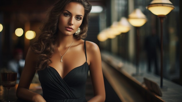 Une femme incroyablement belle vêtue d'une robe de cocktail une femme belle mannequin une fille belle