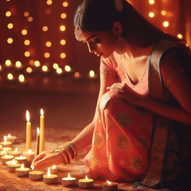 Femme indienne célébrant Diwali