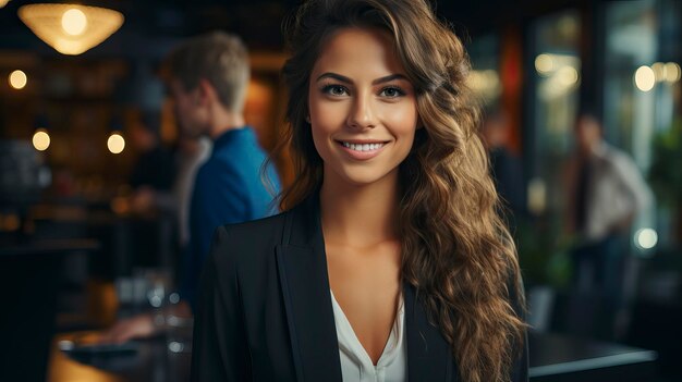 Une femme interviewée, rayonnante, scelle l’accord avec une poignée de main confiante