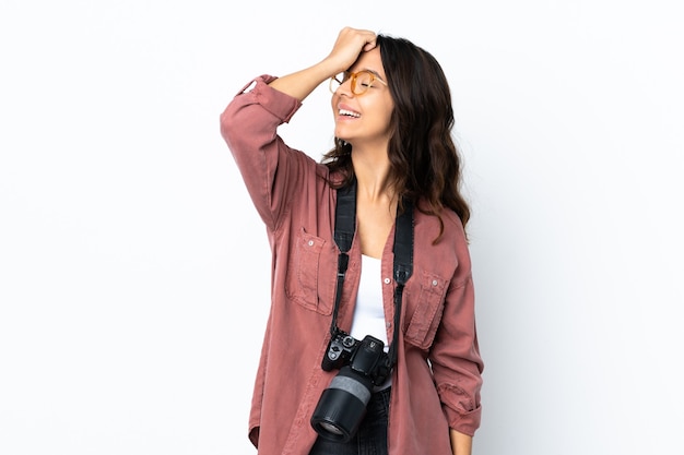 Femme jeune photographe isolée