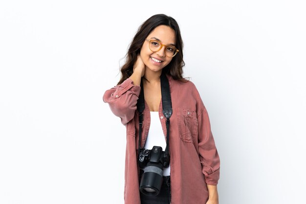 Femme jeune photographe isolée