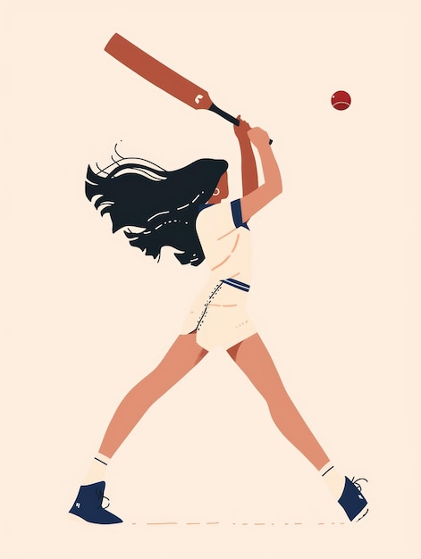 Une femme jouant au cricket Illustration de carte d'affirmation AI générative