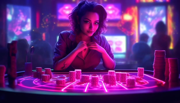 Une femme jouant aux jeux de casino.