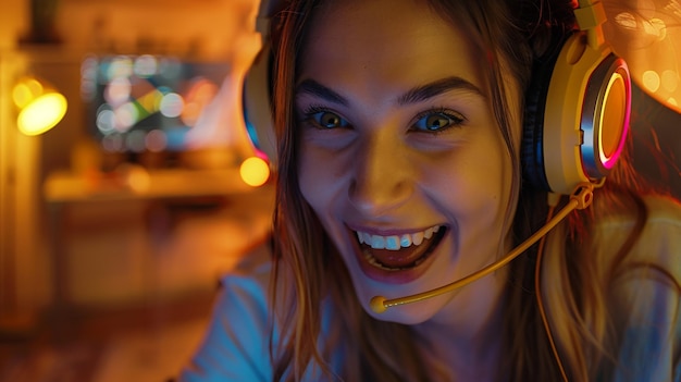 Une femme jouant à l'e-sport