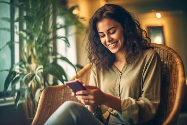 une femme joue à un jeu sur sa tablette