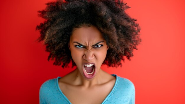 Photo une femme latino-américaine afro-américaine en colère et frustrée isolée sur un fond solide