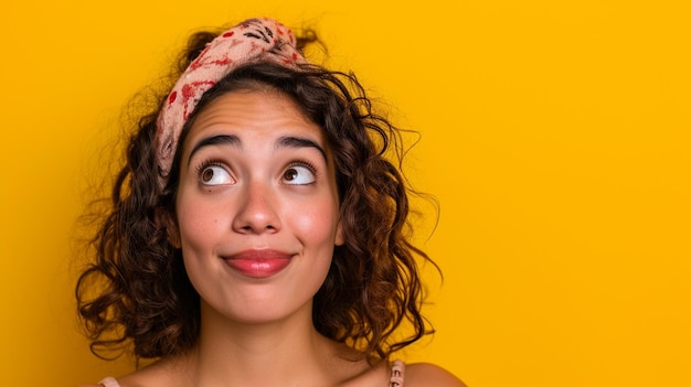 Photo une femme latino-américaine curieuse et merveilleuse isolée sur un fond solide copier l'espace inclus