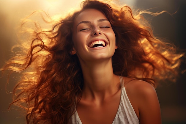 Photo une femme libre, souriante et joyeuse génère une ia.