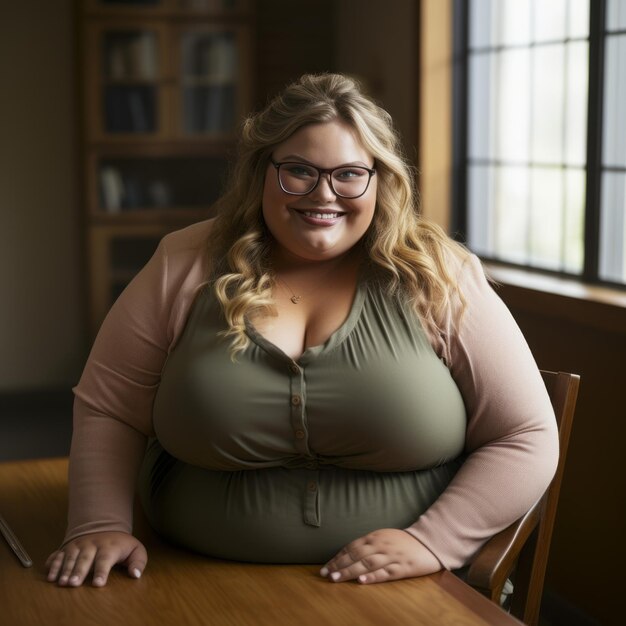 Photo une femme avec des lunettes assise à une table dans un restaurant