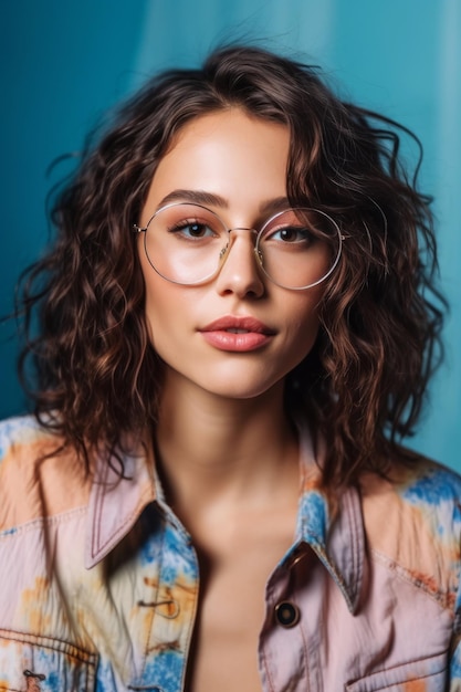 Une femme avec des lunettes et une chemise qui dit "je suis une fille"