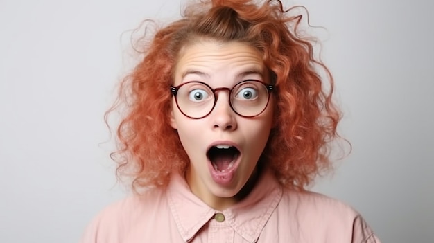 Une femme avec des lunettes et une chemise rose regarde la caméra.