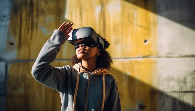 Photo une femme avec des lunettes vr