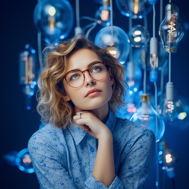 Photo une femme avec des lunettes