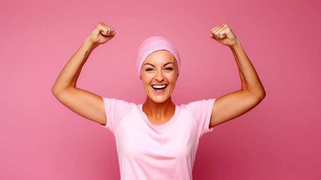 Une femme luttant contre le cancer du sein serre les bras comme une survivante combattante