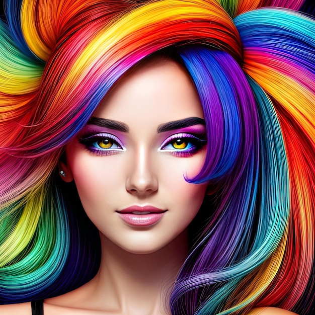 Photo une femme magnifique aux cheveux colorés