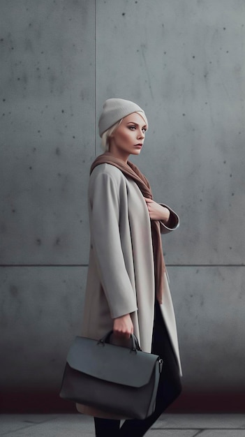 Femme avec une maquette de sac