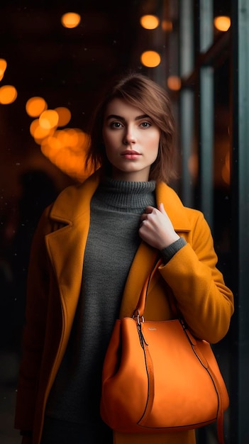 Femme avec une maquette de sac